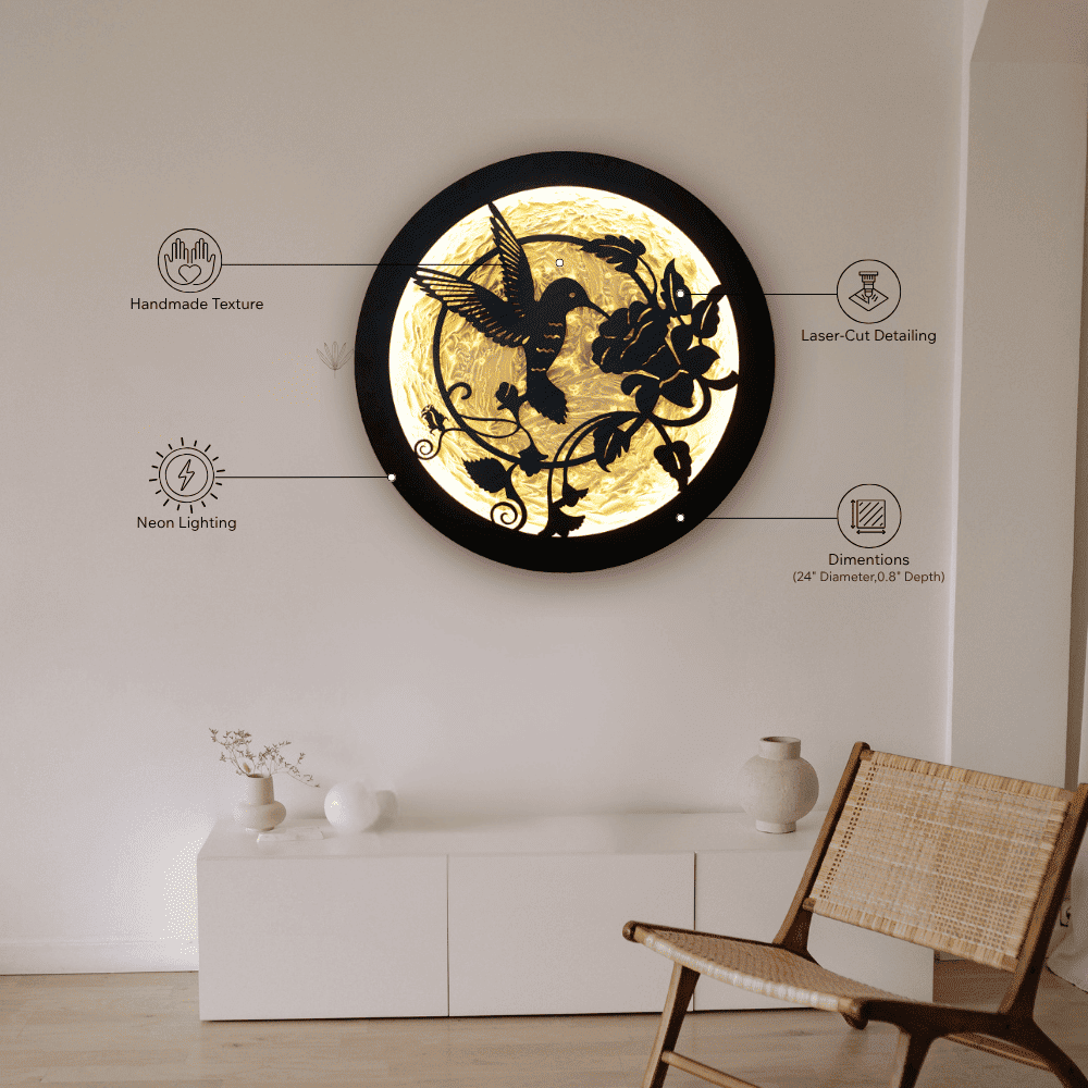 Hummingbird & Bloom | 24" Diameter (2 feet)