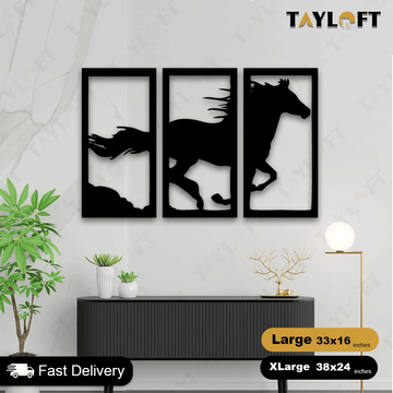3 Frame Horse Wooden Panels For Wall Decor