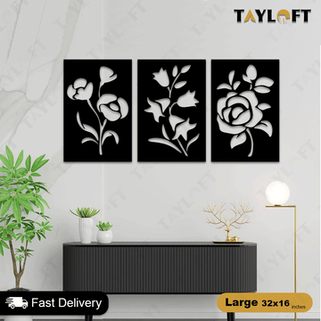 3 Frame Rose Panels For Wall Decor