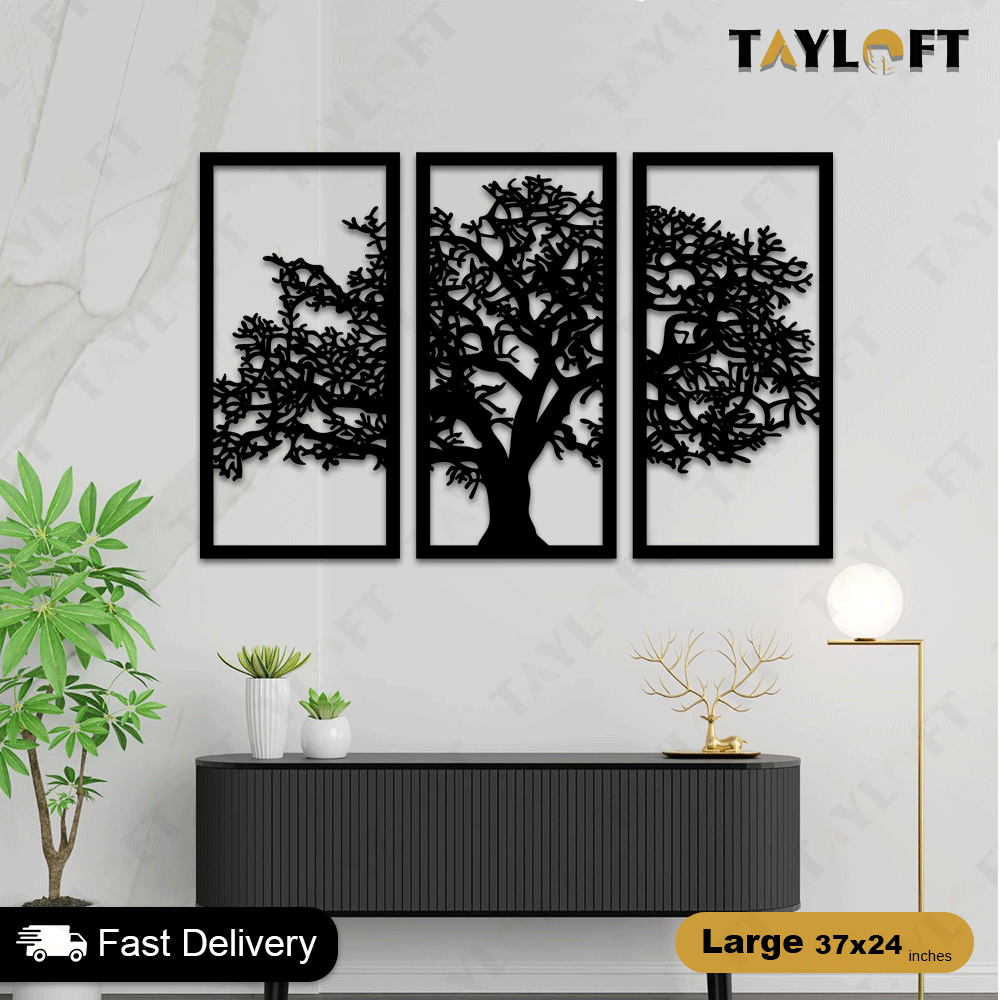 3 Frame Tree Wooden Panels For Wall Decor