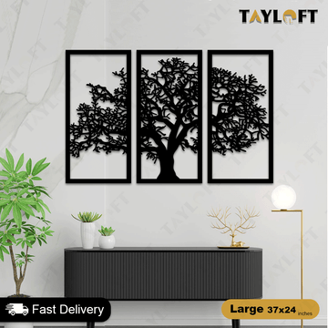 3 Frame Tree Wooden Panels For Wall Decor