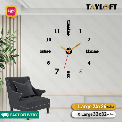 3D DIY Wooden Clock For Wall Decor