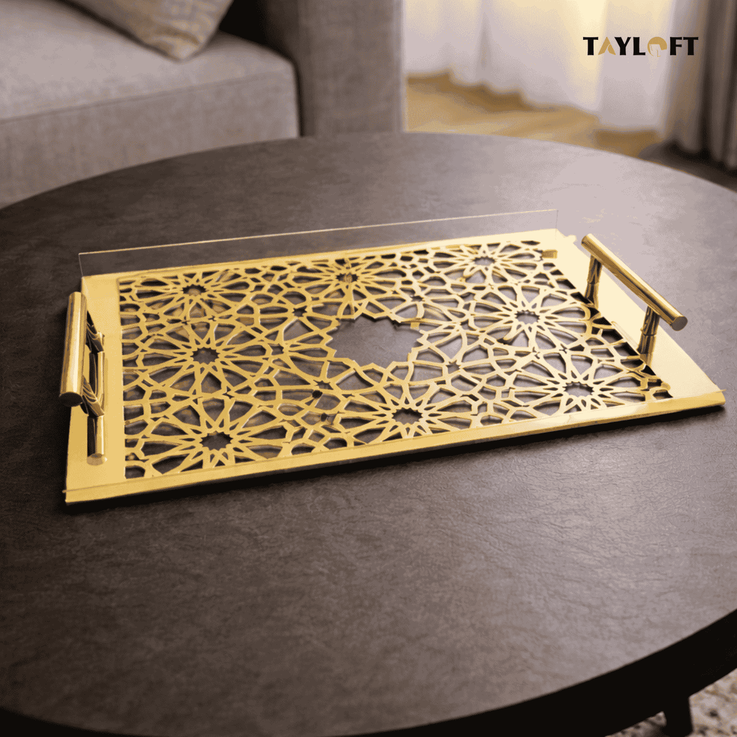 Sultané Royale™ Gold Tray With Metal Handles-SRG01