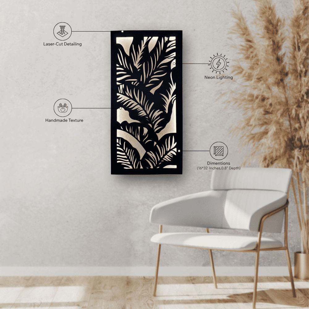 Jungle Leaf Wooden Wall Decor 16 x 32