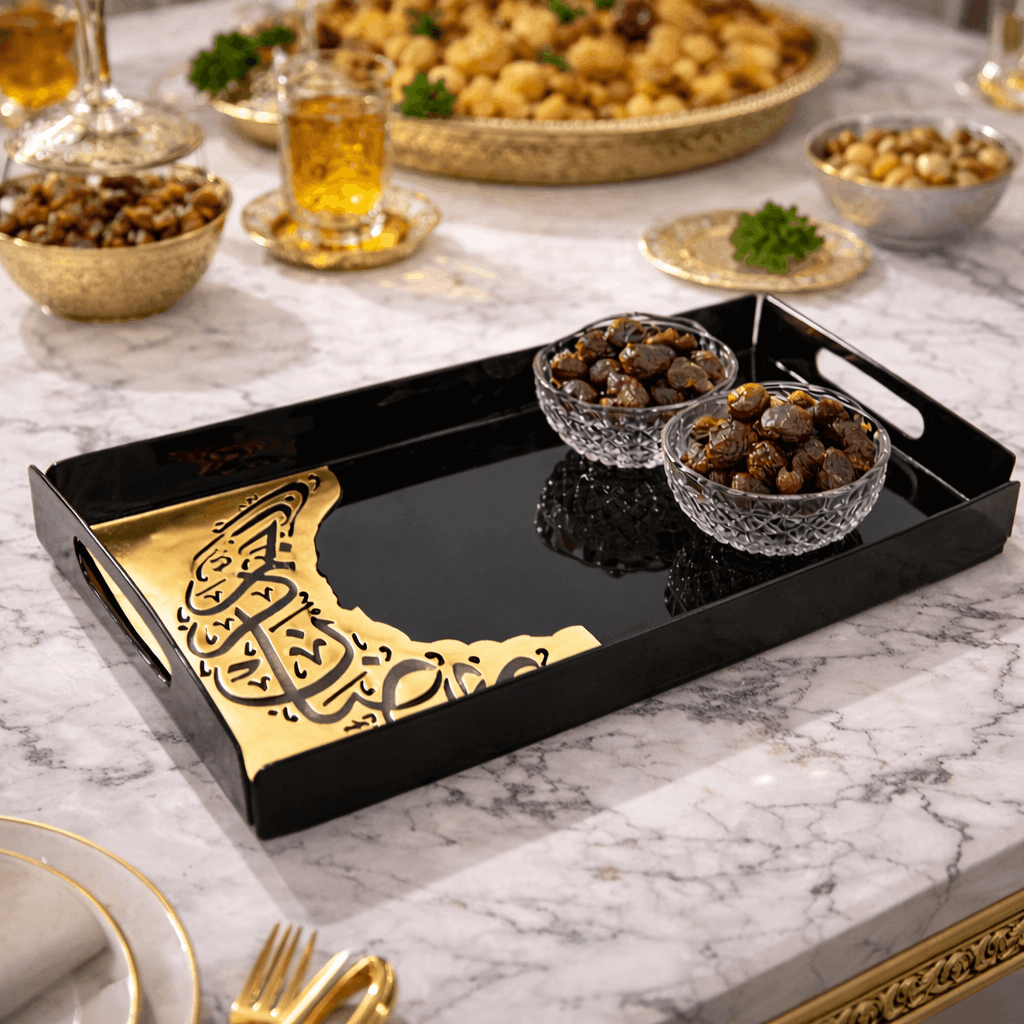 Golden Black Ramadan Karim Tray-Folded Edges-TYF787