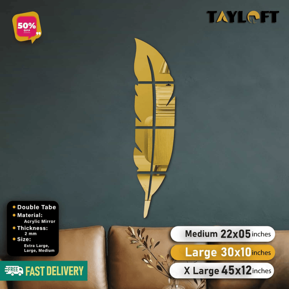 Golden, Silver and Black Acrylic Leaf For Wall Decor