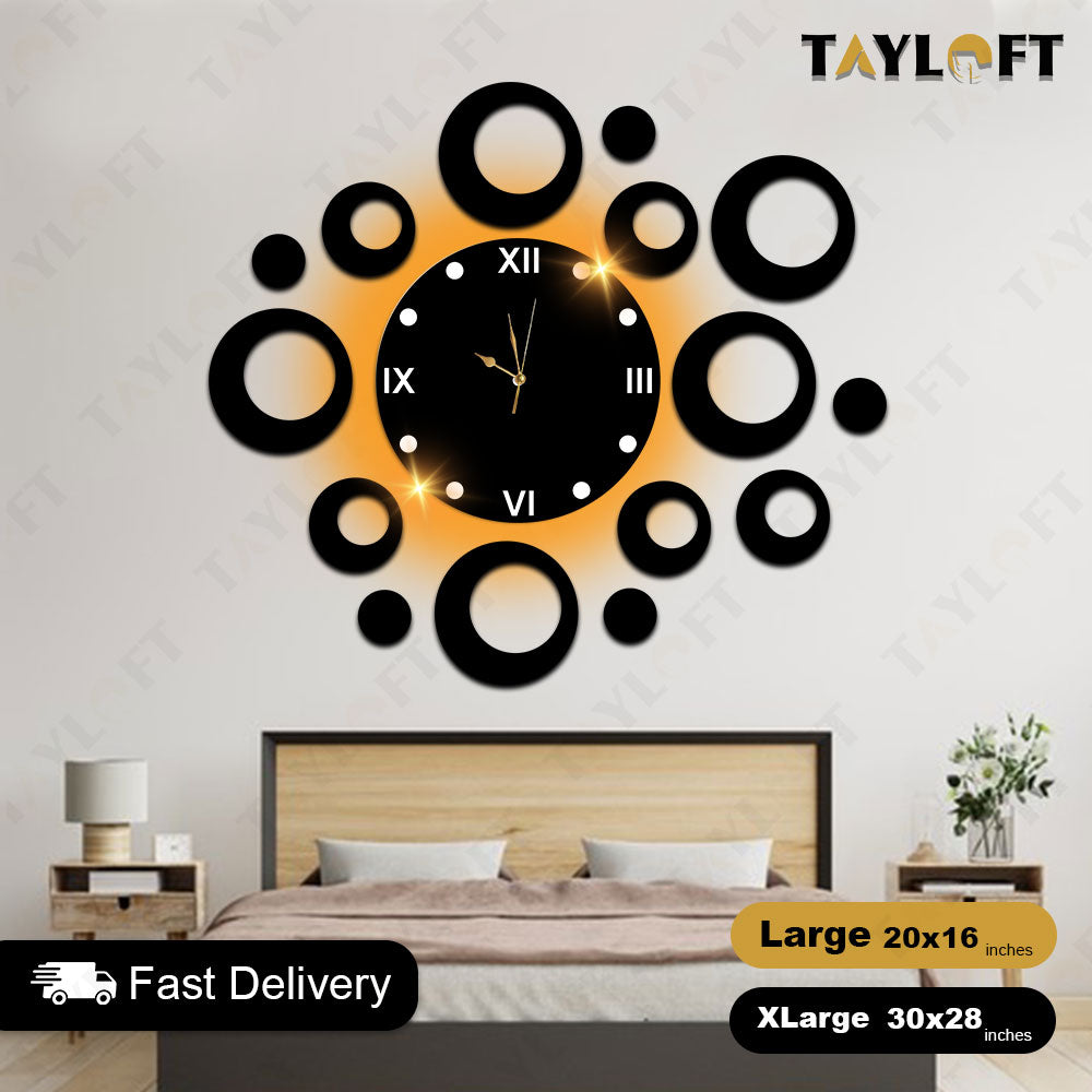Circle Shaped Wooden Clock For Wall Decor