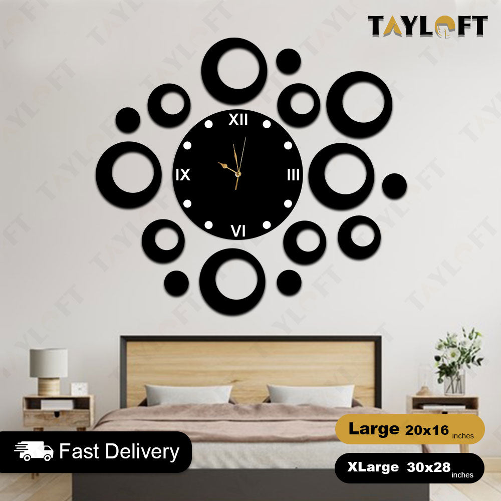 Circle Shaped Wooden Clock For Wall Decor