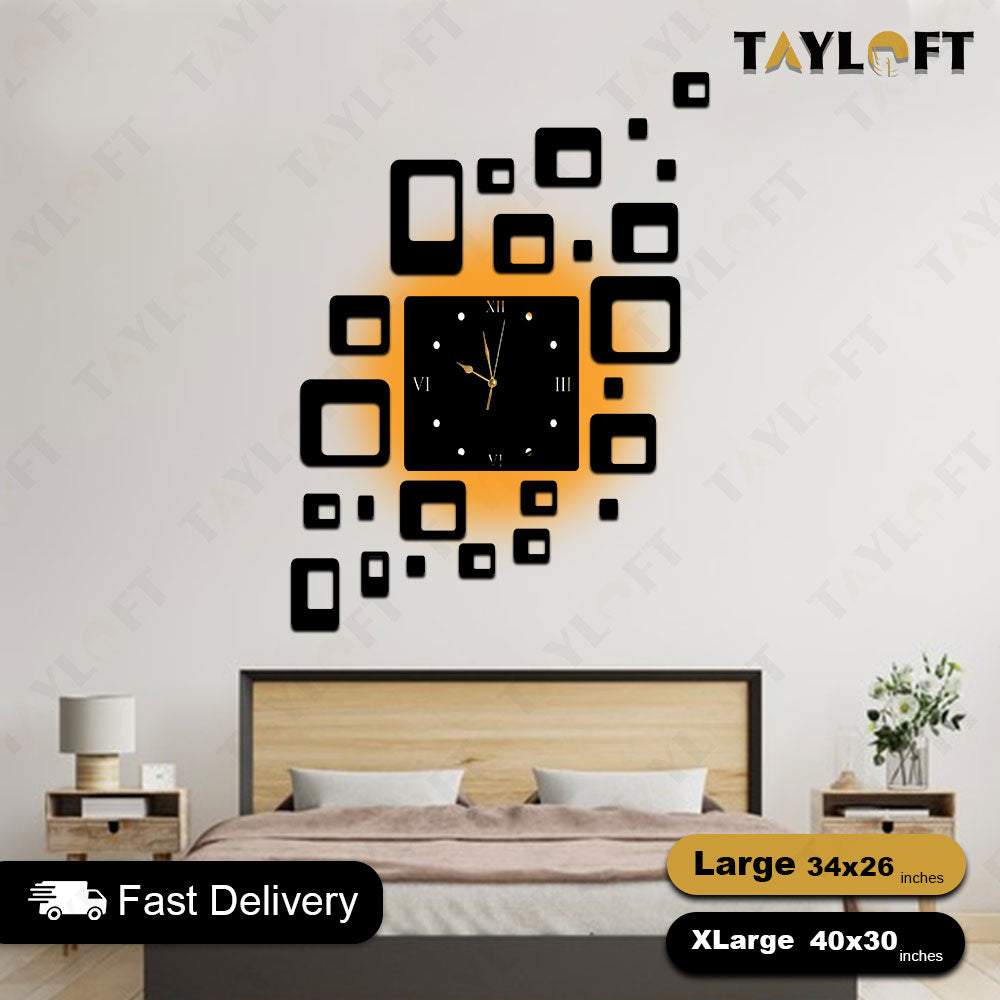 Box Wooden Clock For Wall Decor