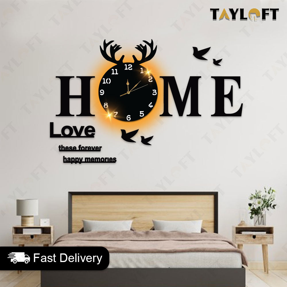 Our Sweet Home Wooden Clock For Wall Decor