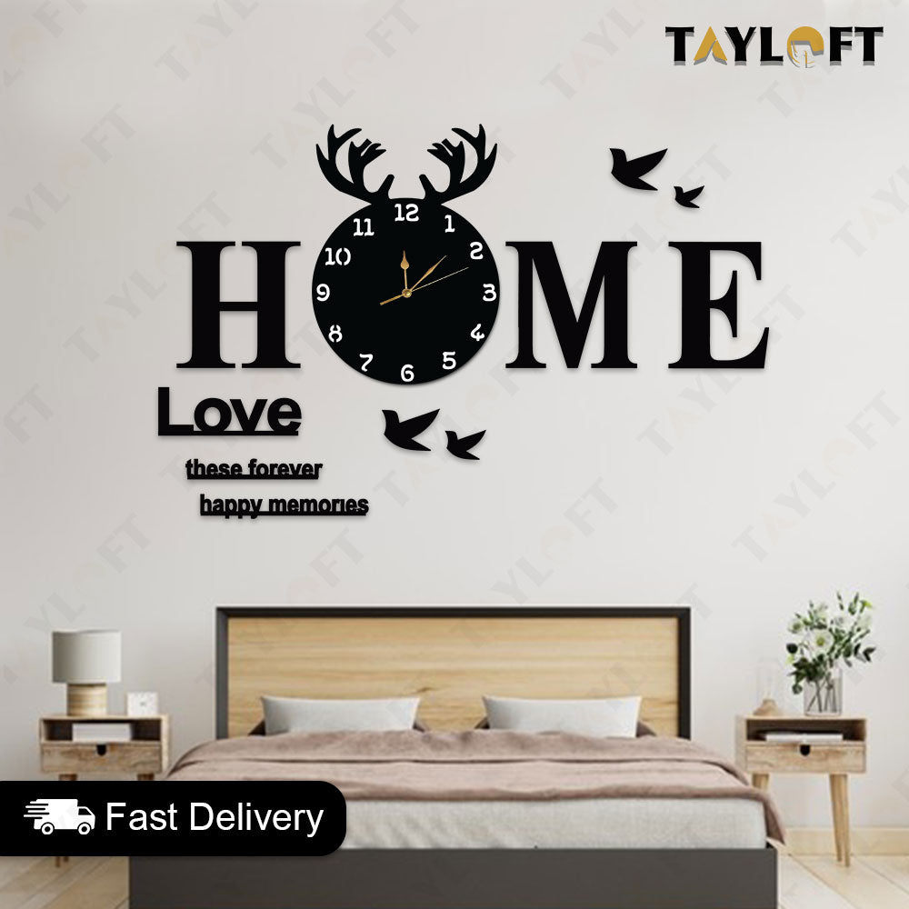Our Sweet Home Wooden Clock For Wall Decor