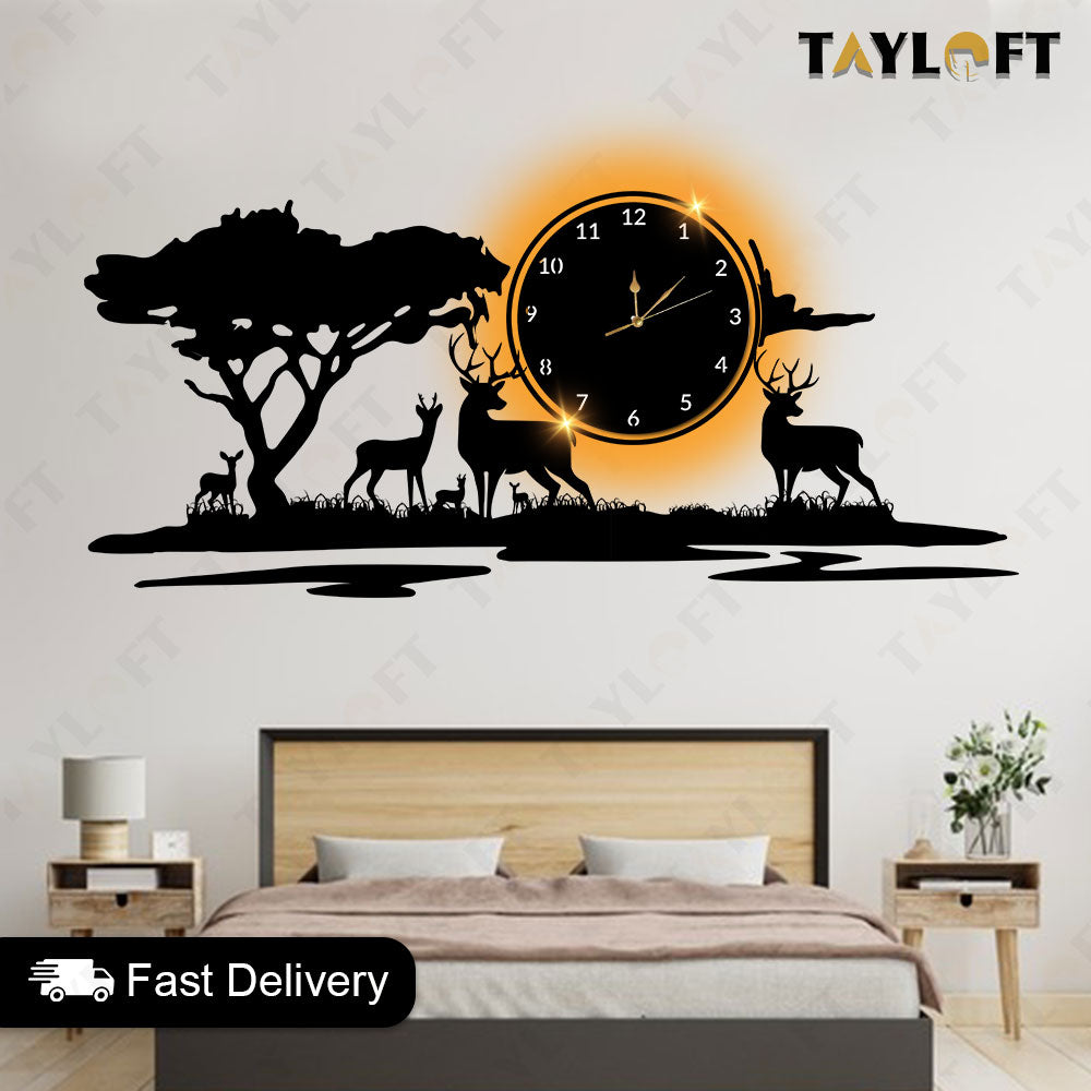 Jungle Wooden Clock For Wall Decor