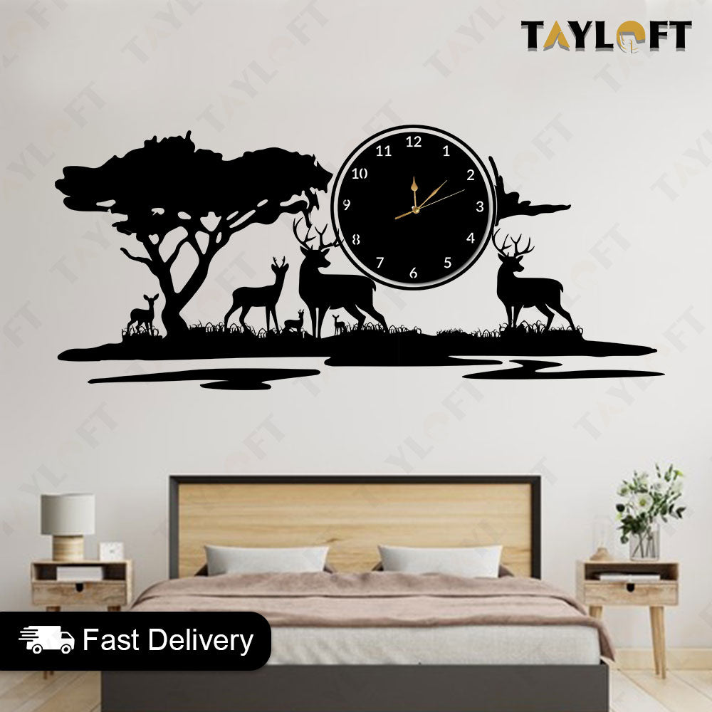 Jungle Wooden Clock For Wall Decor