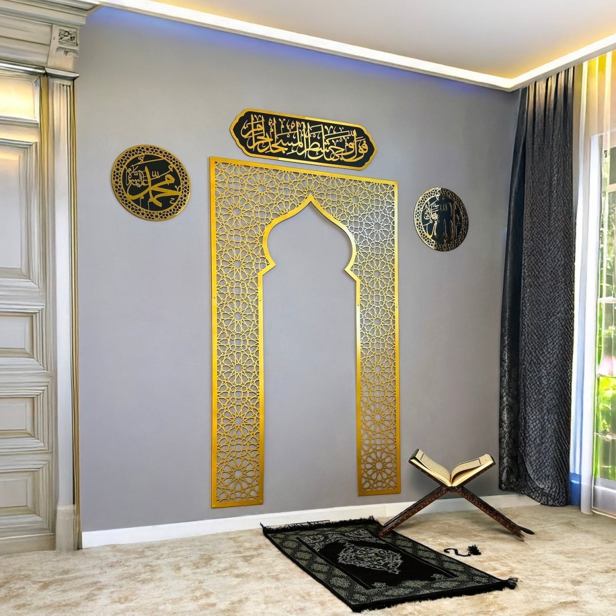 Mehrab Wall Art for Prayer Area Room – Elegant Namaz Decor Piece